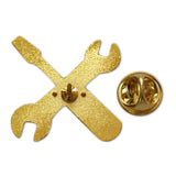 Novel Merk Crossed Wrenches Lapel Pin, Hat Pin & Tie Tack with Clutch Back (Single Pack)