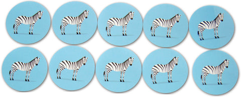 Novel Merk Zebra Vinyl Sticker Decals – 2 Inch Round Individual Cut - Waterproof (10 Pack)