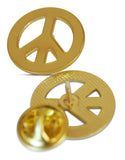 3-Piece Gold-Tone Peace Sign Lapel or Hat Pin & Tie Tack Set with Clutch Back by Novel Merk