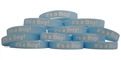 Novel Merk Blue It's A Boy Twelve-Pack Baby Shower & Gender Reveal Party Favor & Rubber Band Wristband Bracelet (12 Pieces)