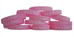 Novel Merk Pink It's A Girl Twelve-Pack Baby Shower & Gender Reveal Party Favor & Rubber Band Wristband Bracelet (12 Pieces)