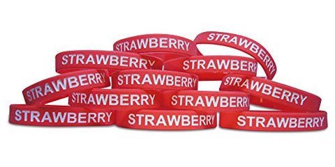 Novel Merk Strawberry Red Fruit 12-Piece Party Favor & Carnival Prize Rubber Band Wristband Bracelet Accessory