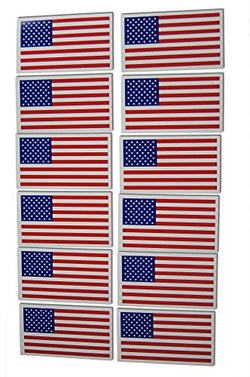 Small American Flag Patriotic Military Magnets Set Mini Rectangles in Classic Red, White, Blue US Design (12 Pieces)