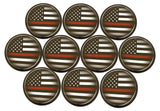 Novel Merk Thin Red Line Refrigerator Magnets, Circle with American Flag for Fire Department Gifts, Decor, Party Favors, & Prizes (10)