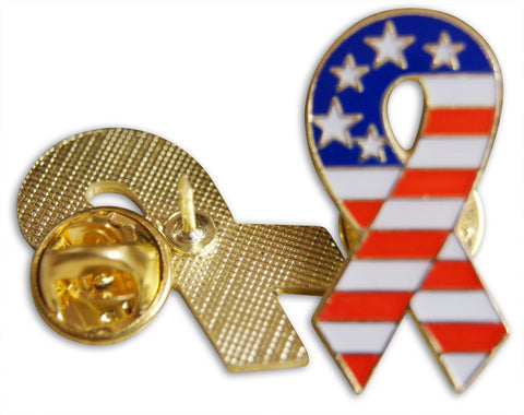 Yellow Ribbon with Support Our Troops Lapel Pin