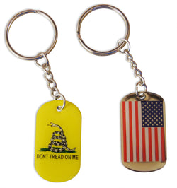 Novel Merk 2-Piece Patriotic Keychain Set Gadsden & American Flag Dog Tag