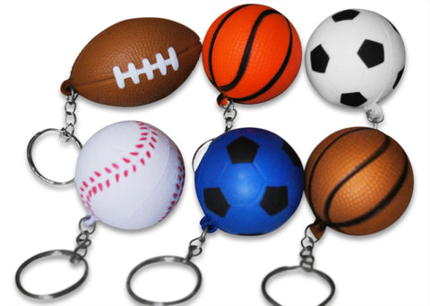 Novel Merk 6 Pack Sports Ball Keychains for Kids Party Favors & School Carnival Prizes Includes 6 Different Designs