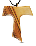 2-Piece Tau Cross Large & Small Olive Wood Necklaces Made in Bethlehem by Novel Merk
