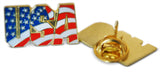 North America American Flag & U.S.A. Red White & Blue Hat, Lapel Pin or Tie Tack with Clutch Back