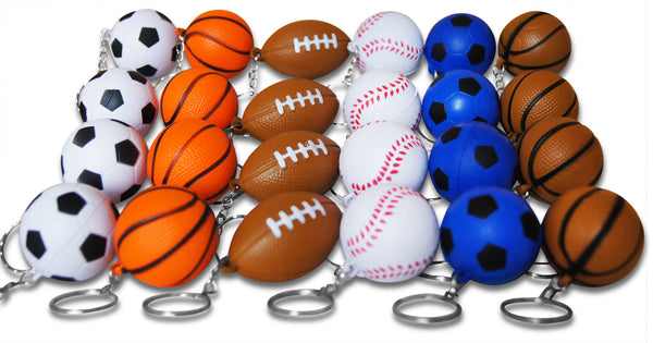 Novel Merk 24-Piece Sports Ball Party Favor Keychains & Prizes
