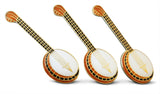 Novel Merk 3-Piece String Banjo Guitar Musician Lapel or Hat Pin & Tie Tack Set with Clutch Back