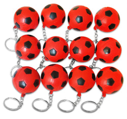 12 Pack Red Soccer Ball Keychains for Party Favors & School Carnival Prizes