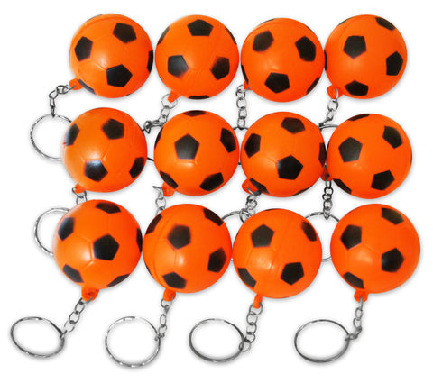 12 Pack Orange Soccer Ball Keychains for Party Favors & School Carnival Prizes