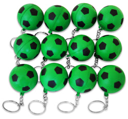 12 Pack Green Soccer Ball Keychains for Party Favors & School Carnival Prizes