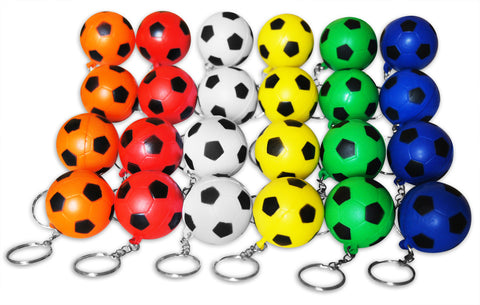 24 Squishy Multi-Color Soccer Keychains Pack for Kids – Novel Merk
