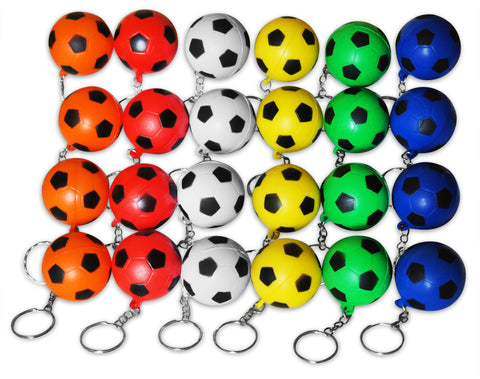 24 Squishy Multi-Color Soccer Keychains Pack for Kids – Novel Merk