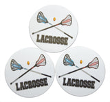 Novel Merk Lacrosse Refrigerator Magnets, Circle with Ball, Crosse Sticks, & Text for Gifts, Decor, Party Favors, & Prizes (10)